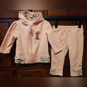 Walt Disney World ruffled pink and grey Minnie Mouse set size 24 months.